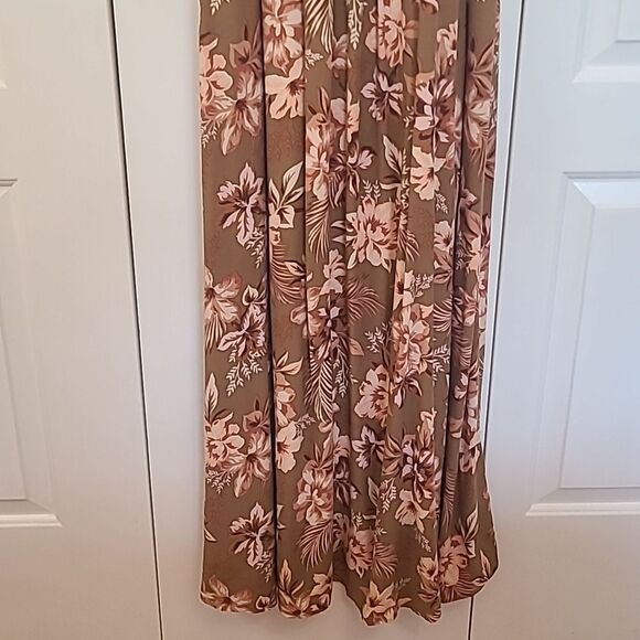 Rip Curl Floral Print Desert Dreams Smocked Poplin Maxi Dress Moss Bronze Size L - Picture 5 of 16